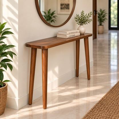 carpentray 80cm long sheesham wood console table, antique finish for living room (walnut)