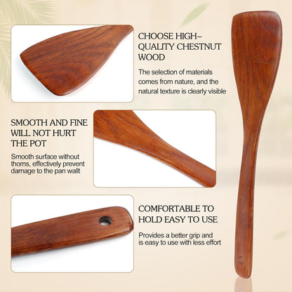 carpentray 1pcs wooden spatula set for cooking - 12.8 inches natural wood spatulas for non-stick cookware