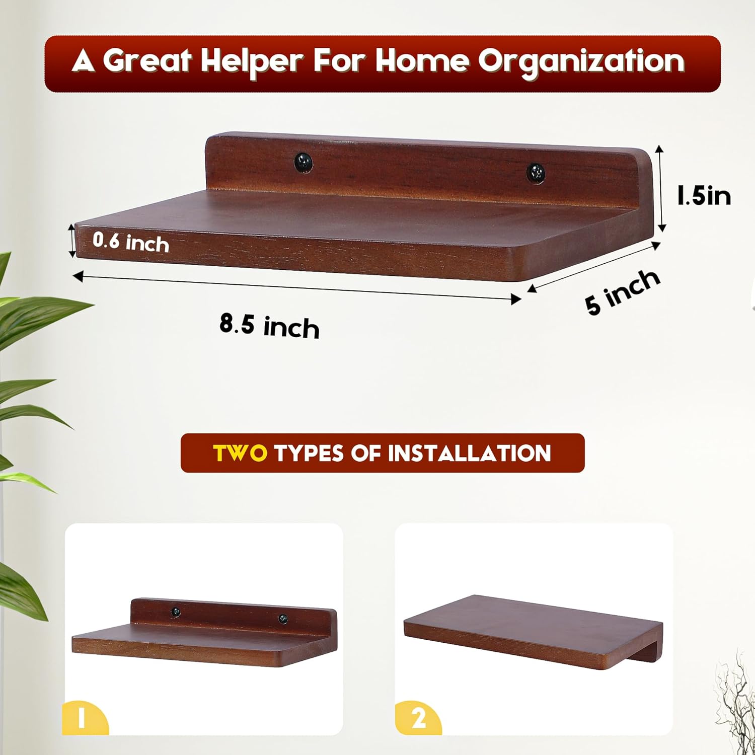 carpentray small floating shelves for wall set of 3 (brown)