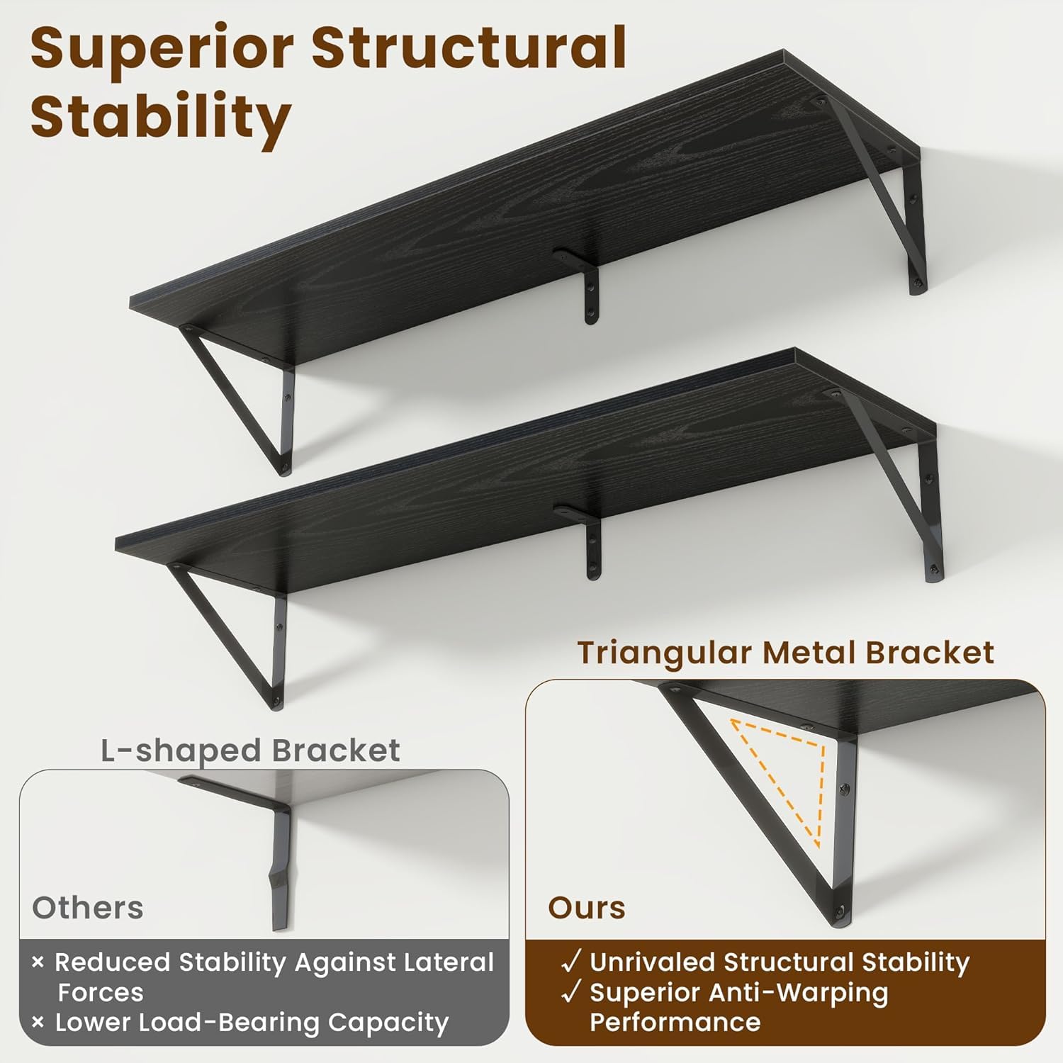 carpentray 40x8 inch floating shelves for wall mounted shelves set of 2