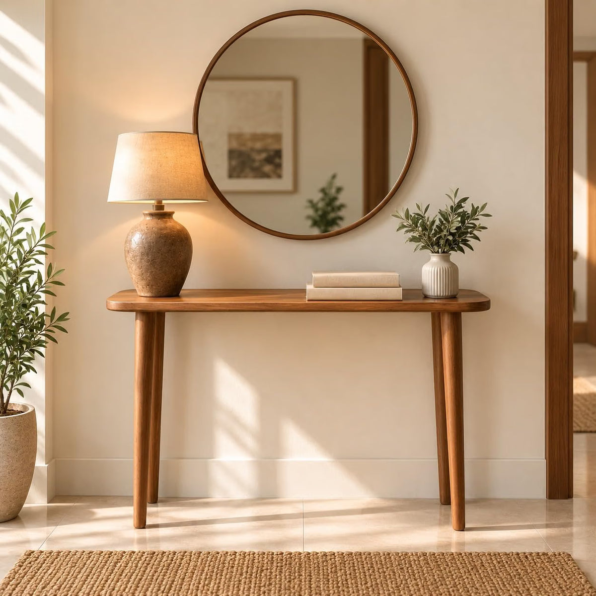carpentray 100cm long sheesham wood console table, antique finish for living room (walnut)
