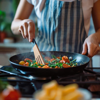 carpentray 12 inch wooden spatula acacia wood flat spatula black handle for cooking small wood