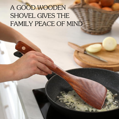 carpentray 2pcs wooden spatula set for cooking - 12.8 inches natural wood spatulas for non-stick cookware