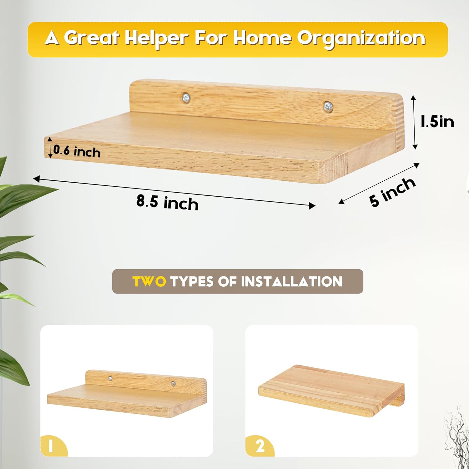 carpentray small floating shelves for wall set of 3 (natural)
