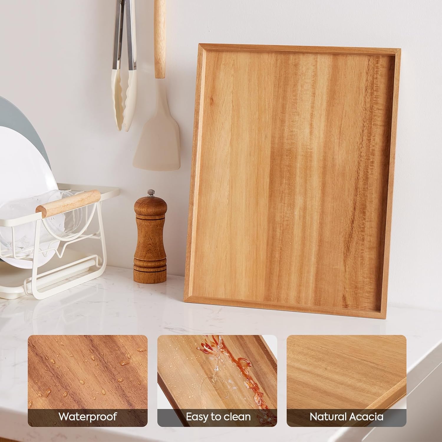 carpentray sheesham wood serving tray: rectangular wooden tray