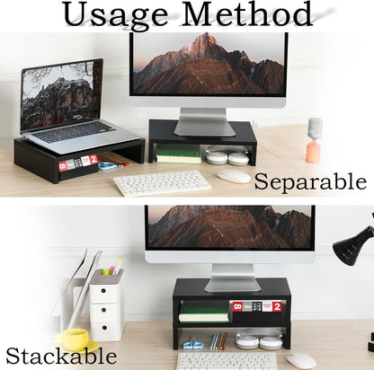 carpentray 2pcs wooden monitor riser (black)