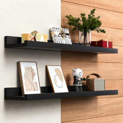 carpentray 30" long picture ledge shelf for wall, solid wood nursery book shelves