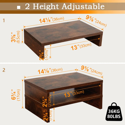 carpentray 2pcs wooden monitor riser (brown)