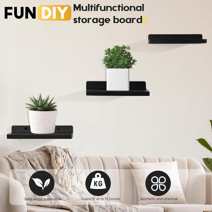 carpentray small floating shelves for wall set of 3 (black)