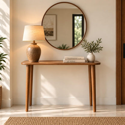 carpentray 120cm long sheesham wood console table, antique finish for living room (walnut)
