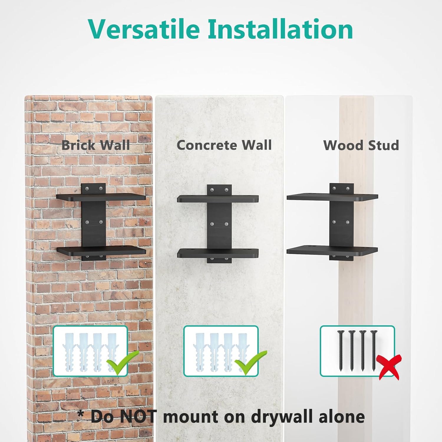 carpentray wooden floating dual shelf projector stand (black)