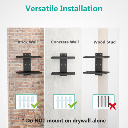 carpentray wooden floating dual shelf projector stand (black)