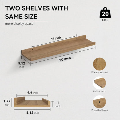 carpentray 20 inches long light brown wall shelf