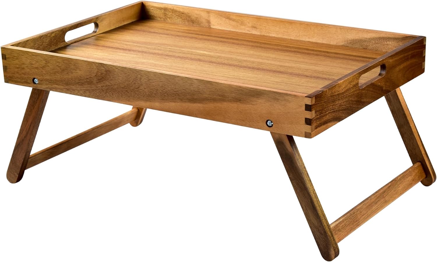 carpentray extra large folding bed tray table, 22’’ x 14’’ acacia wood breakfast tray