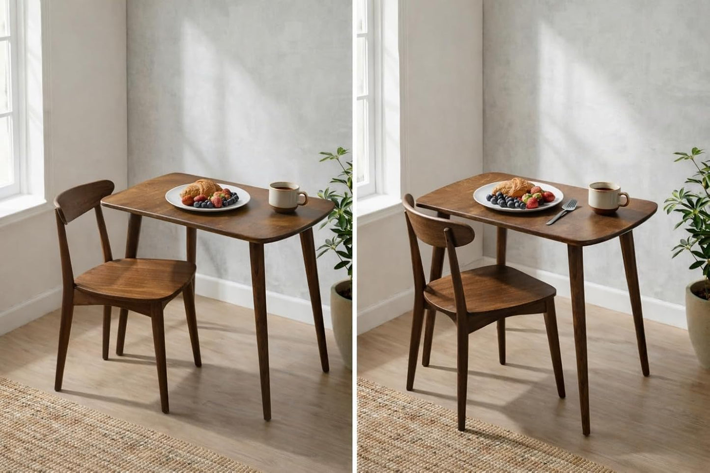 85Cm Long Rectangle Sheesham Wood 4 Seater Dining Table