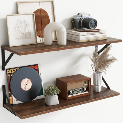 carpentray 30w x 8d floating shelves with black metal brackets set of 2