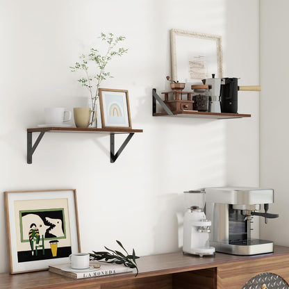 carpentray 16w x 8d floating shelves | 8 inch deep walnut wall shelves set of 2