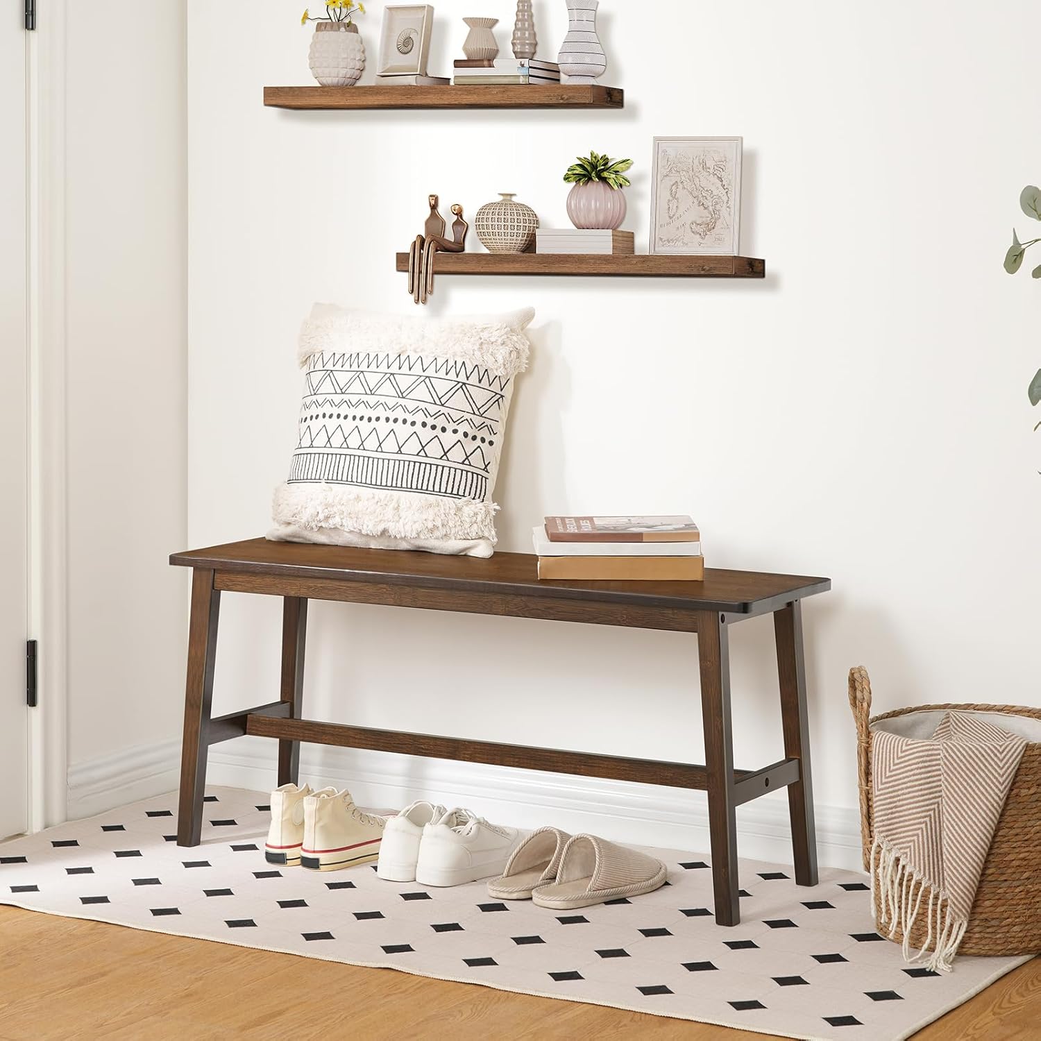 carpentray dining bench, farmhouse kitchen table bench, kitchen & living room furniture, easy to assemble, sturdy and stable,