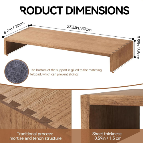 Carpentray Monitor Stand Wooden - Desk Stand Wood for Computer/Laptop