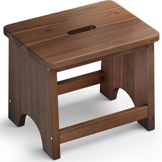 Carpentray Wooden Step Stool, 13'' One Step Stool for Adults (Walnut)