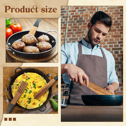 carpentray 12 inch wooden spatula acacia wood flat spatula black handle for cooking small wood