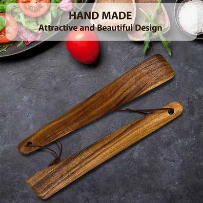 carpentray set of 2 teak wood spatula for cooking,12.2 inch flat wooden spatula