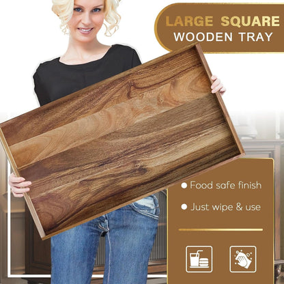 carpentray extra large ottoman tray, 32 x 18 inches wooden serving tray