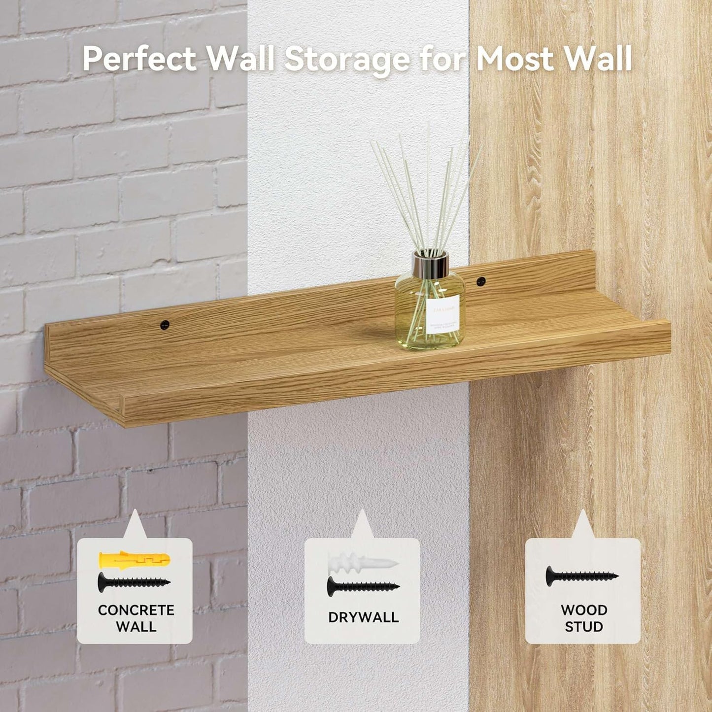 Carpentray 20 Inches Long Light Brown Wall Shelf