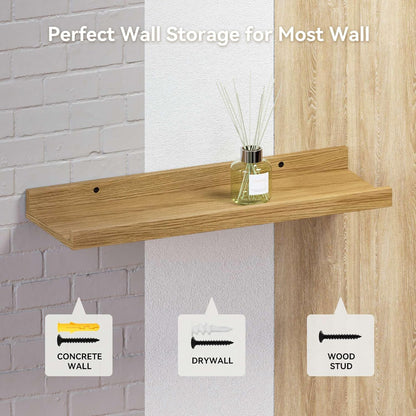 carpentray 20 inches long light brown wall shelf