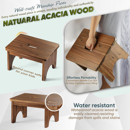 carpentray wooden step stool, 9'' one step stool for adults (walnut)