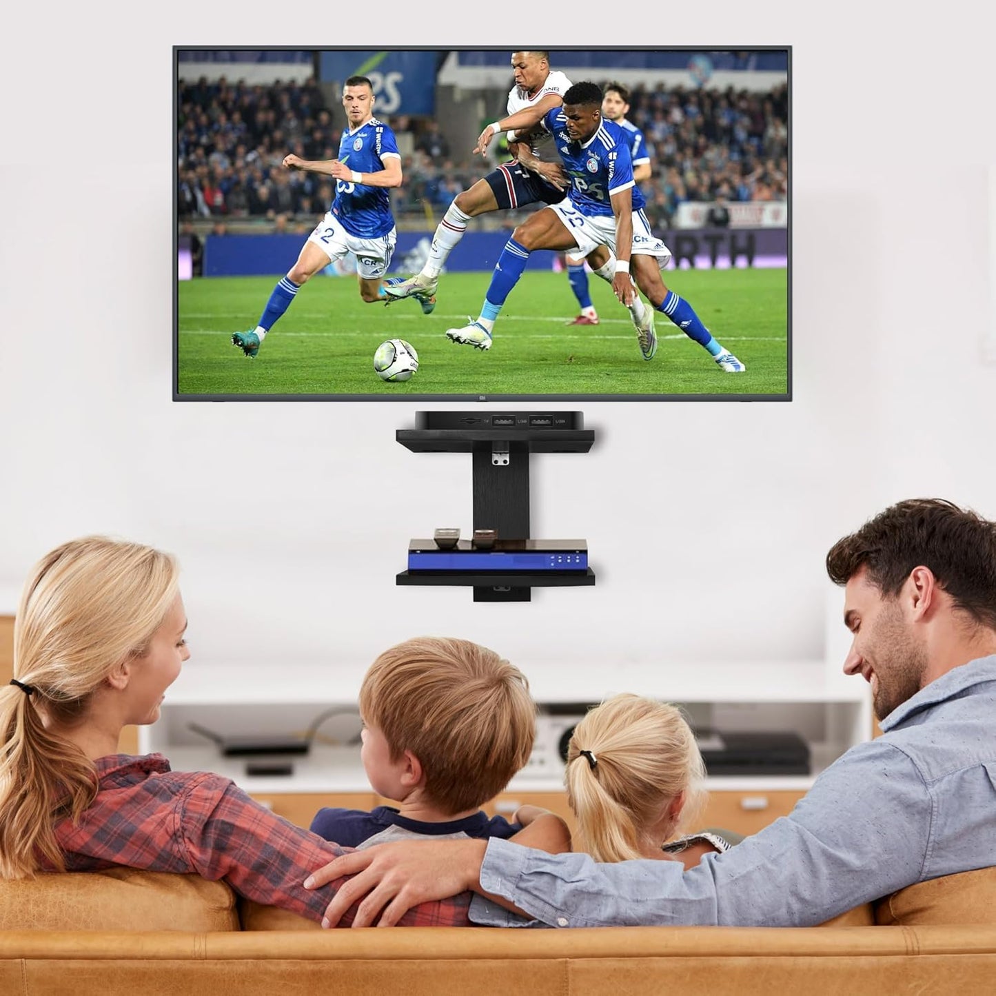 Carpentray Dual Shelf Floating Projector Wall Mount TV Shelf (Black)