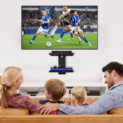 carpentray dual shelf floating projector wall mount tv shelf (black)