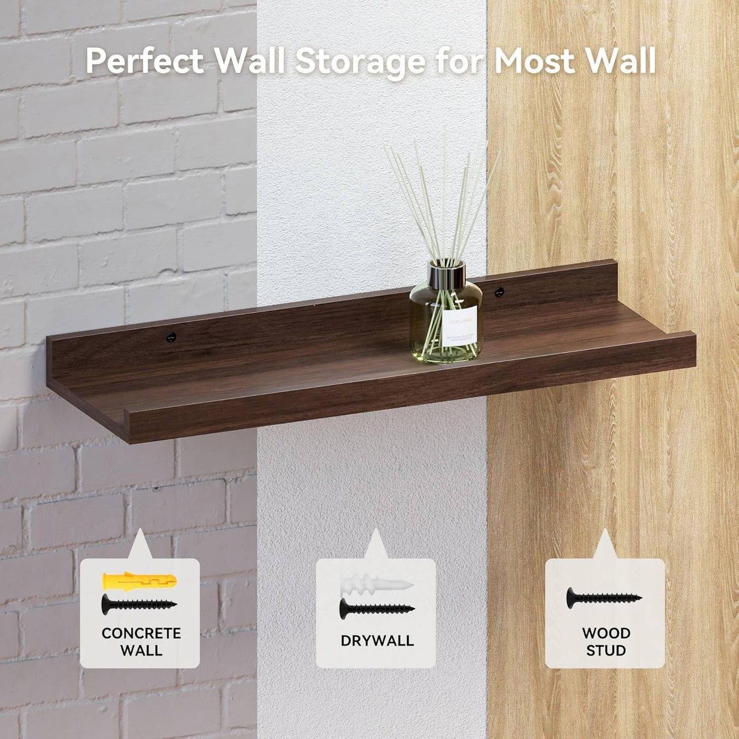 Carpentray 40'' Inches Long Dark Brown Wall Shelf