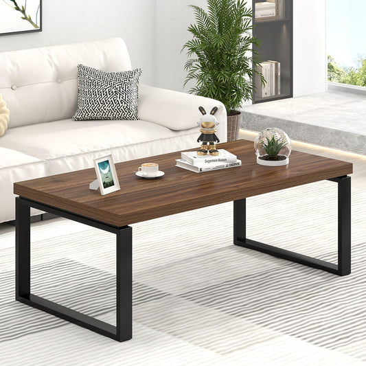 Carpentray Wooden Coffee Table Premium Walnut & Black Finish (85*50*45Cm) 19Q