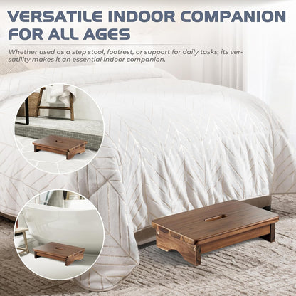 carpentray wooden step stool, 3.5'' one step stool for adults (walnut)