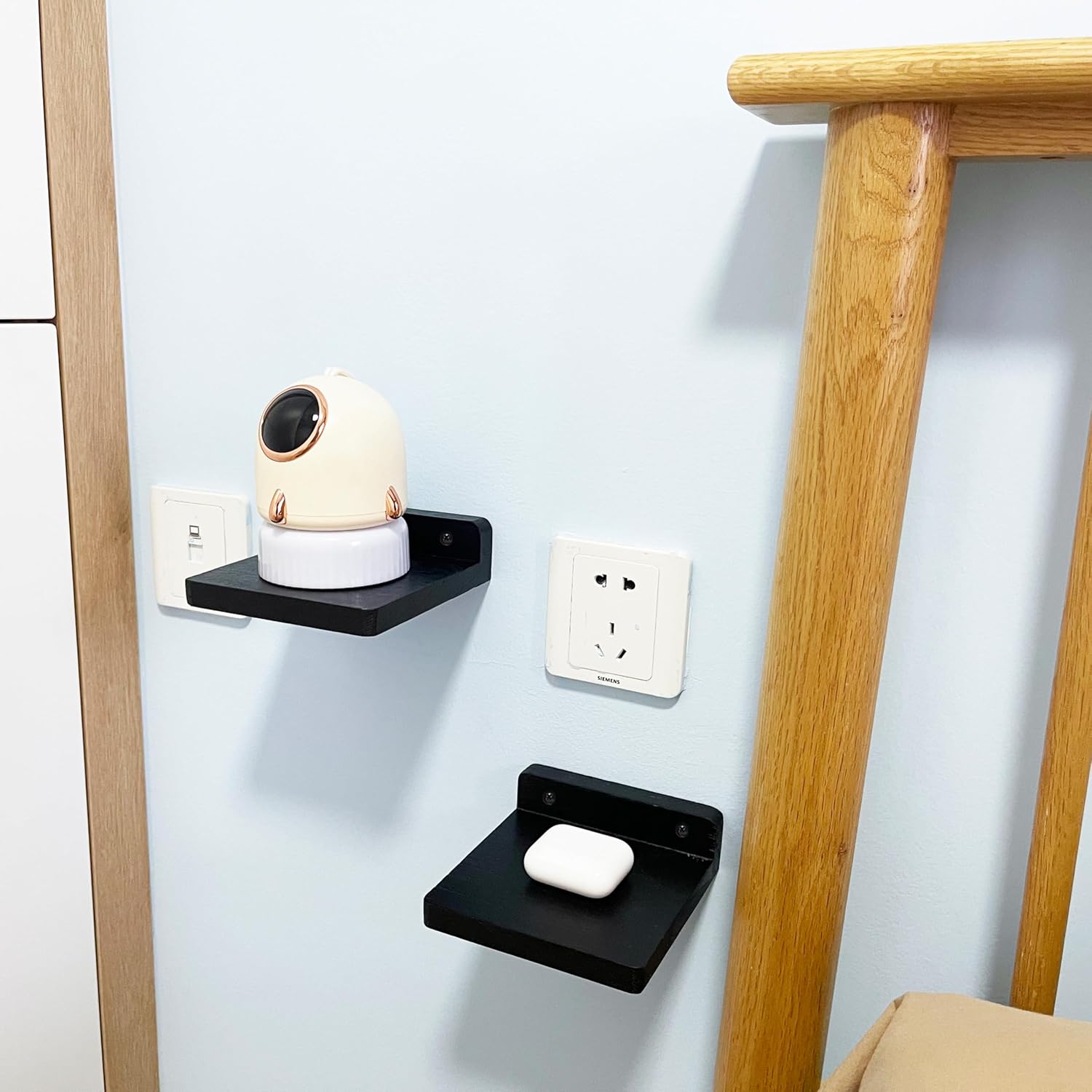 carpentray wooden mini wall shelf set of 3 (black)
