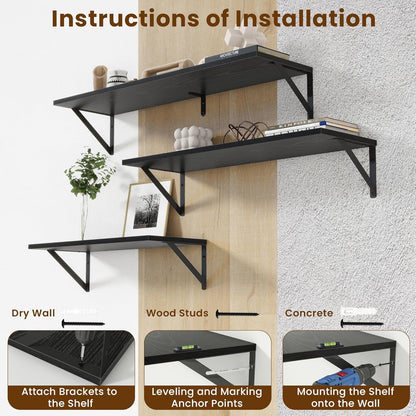 6x8 inch floating shelves | 8 inch deep black