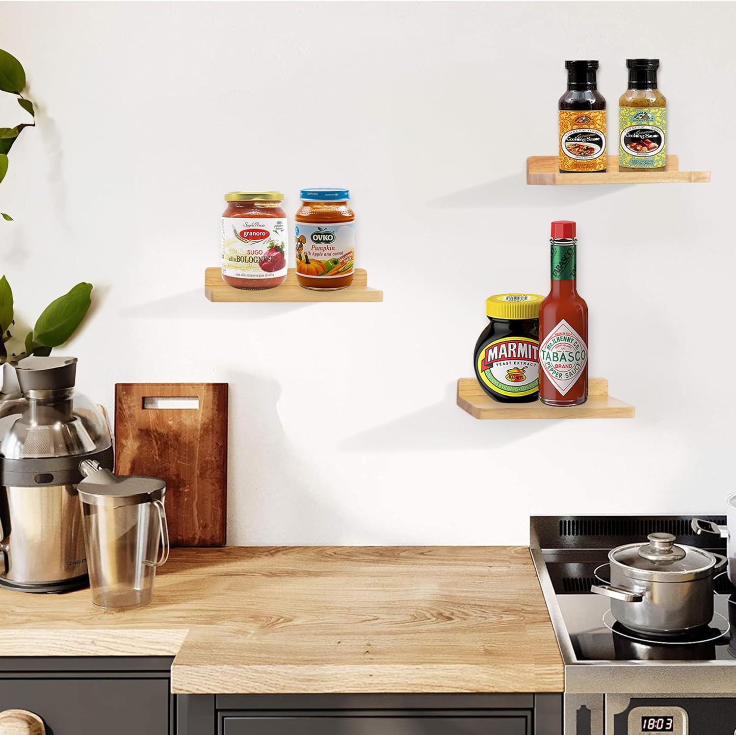 carpentray small floating shelves for wall set of 3 (natural)