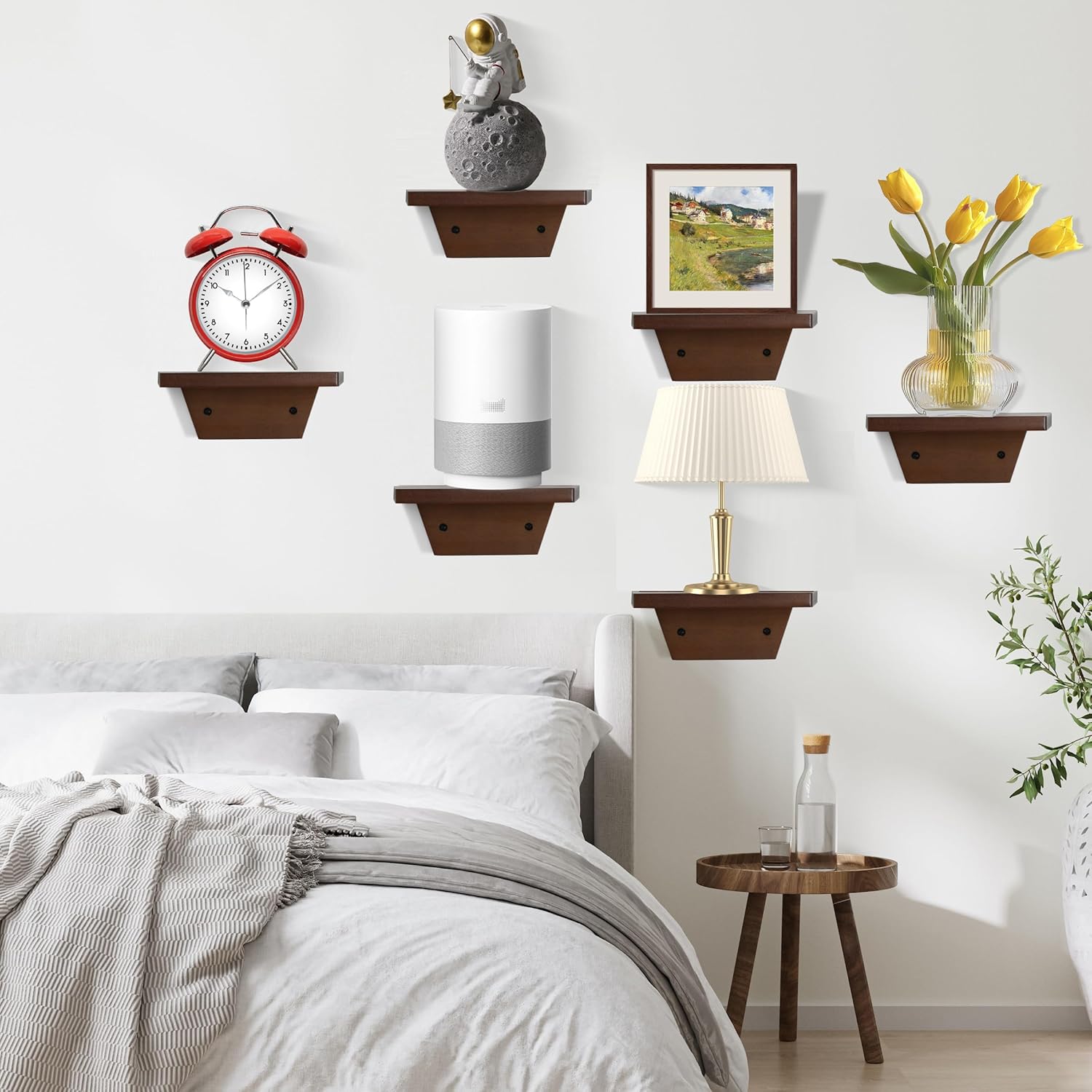 carpentray wooden mini wall shelf set of 2 (brown)