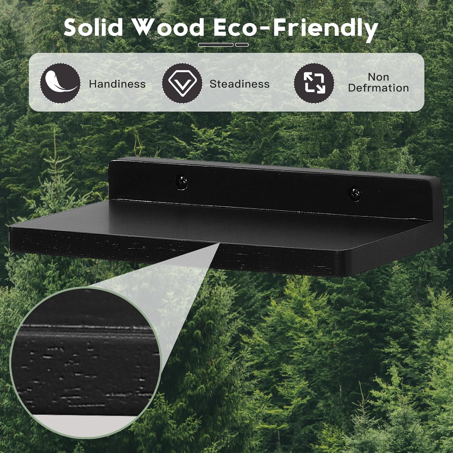 carpentray small floating shelves for wall set of 3 (black)