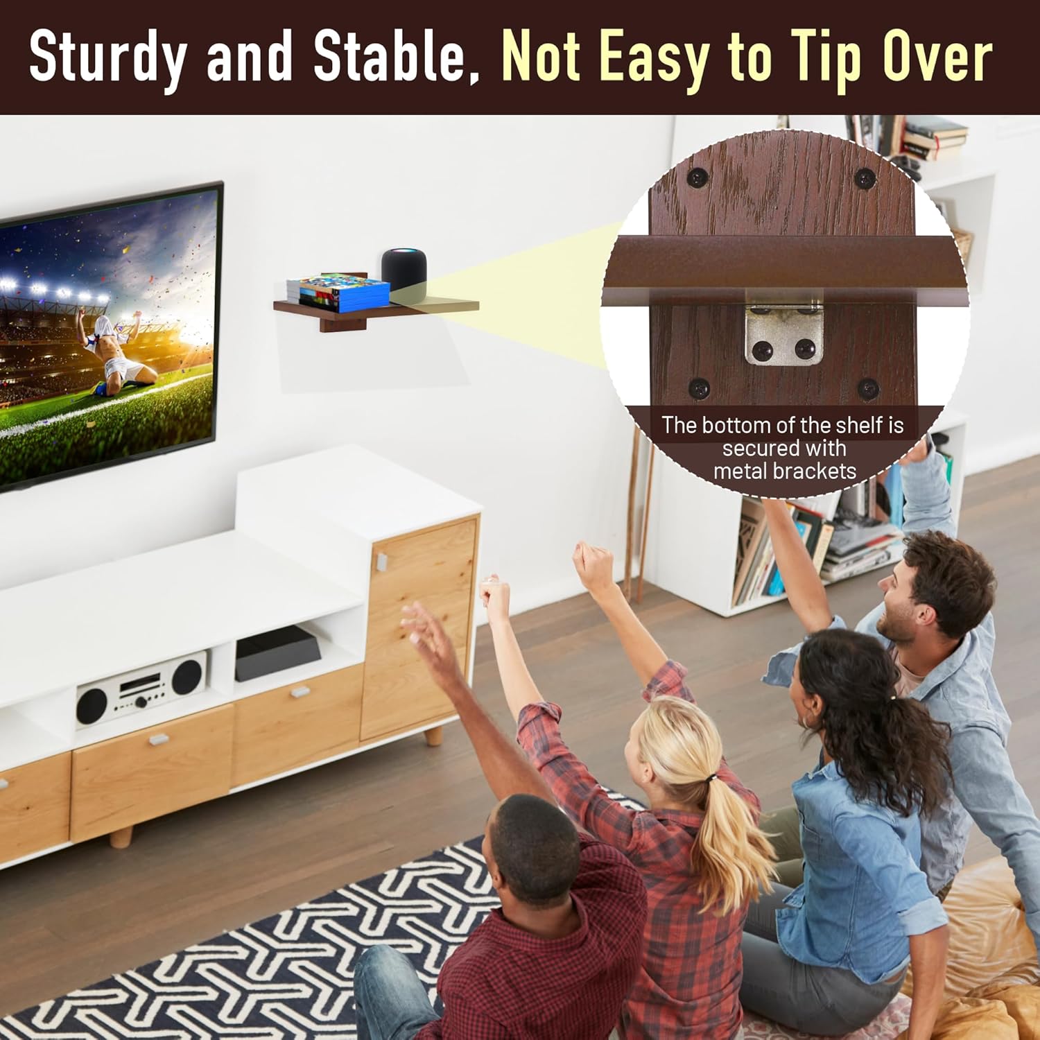carpentray floating projector wall mount tv shelf (brown)