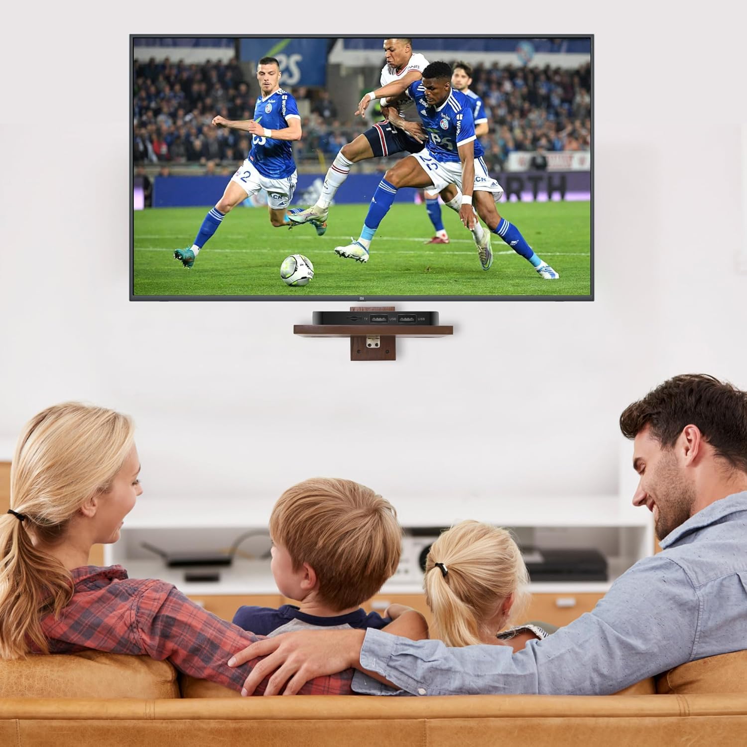 carpentray floating projector wall mount tv shelf (brown)