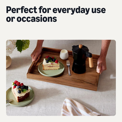 carpentray wooden serving tray, acacia wood, 17 x 12 in.