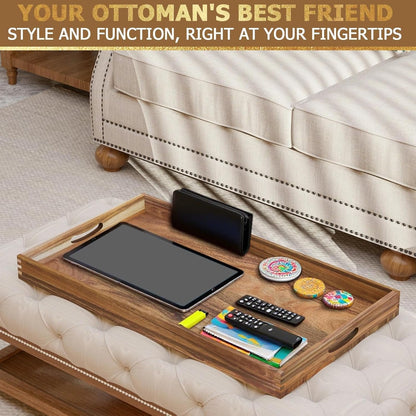 carpentray extra large ottoman tray, 32 x 18 inches wooden serving tray