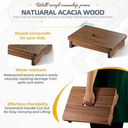 carpentray wooden step stool, 3.5'' one step stool for adults (walnut)