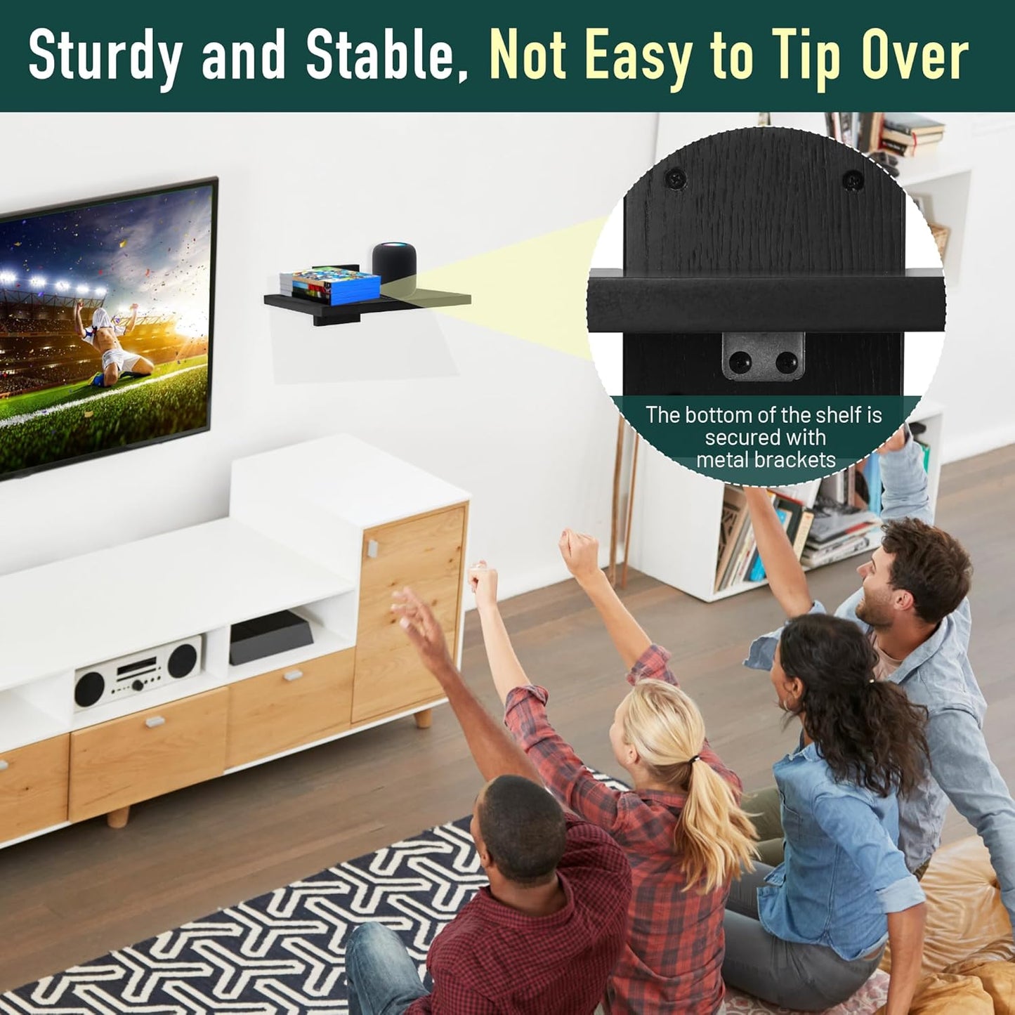 Carpentray Floating Projector Wall Mount TV Shelf (Black)
