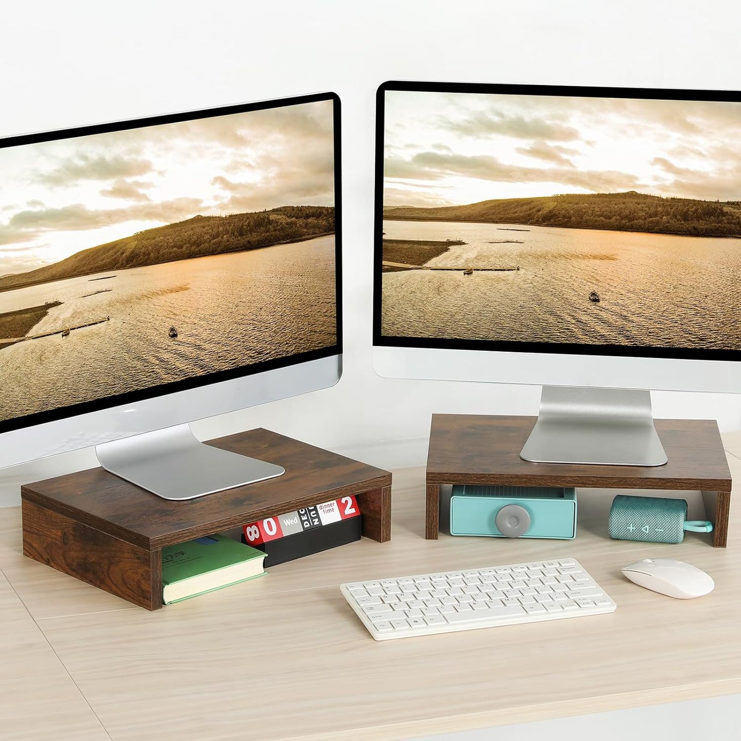 Carpentray 2pcs Wooden Monitor Riser (Brown)