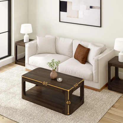 carpentray duble dekar wooden coffee table walnut (85*50*45)