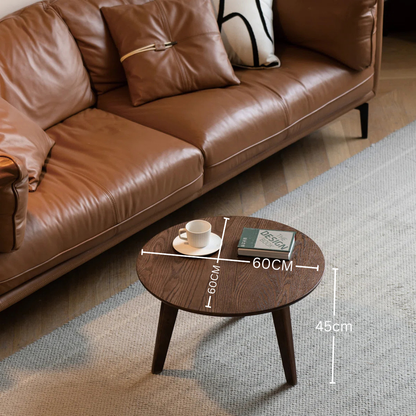 carpentray 24x24 inch round walnut coffee table