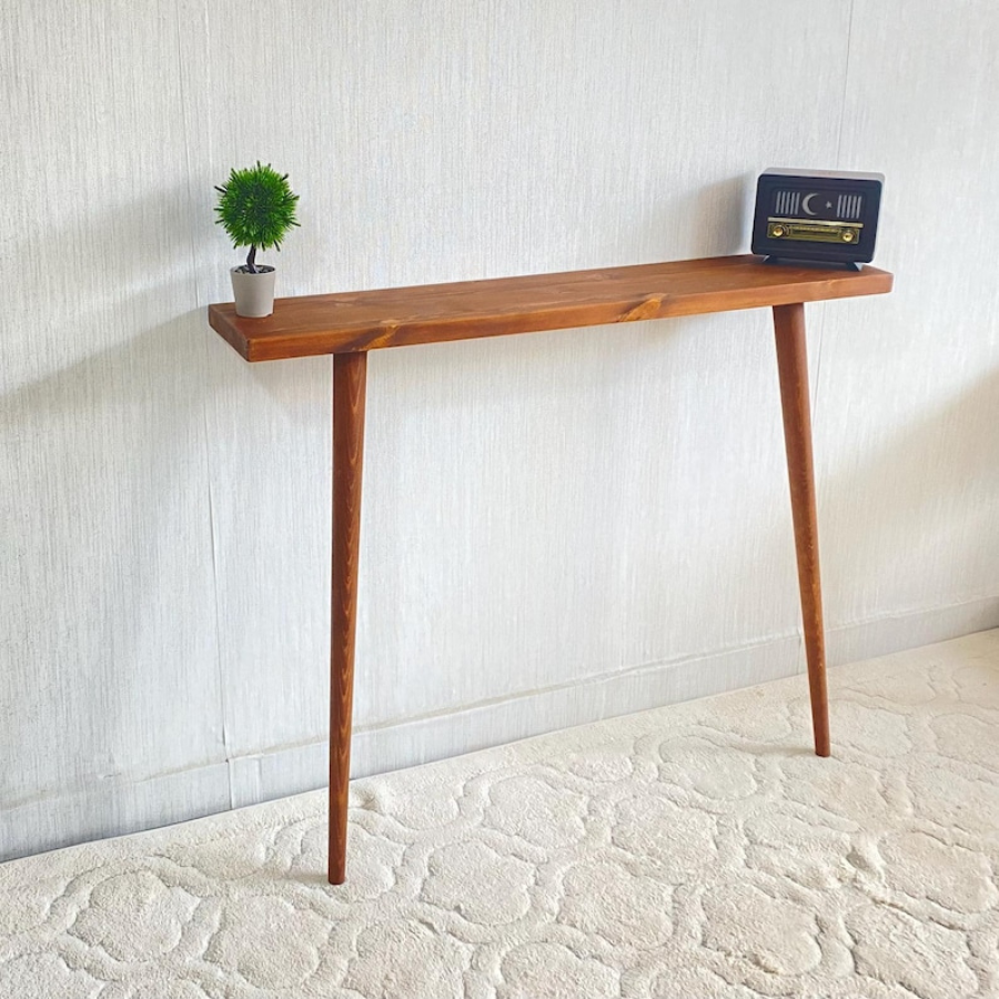 carpentray 100cm long entryway table console table, with shelves